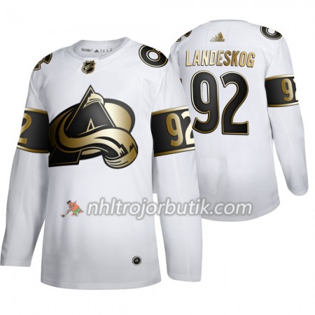 Män Ishockey Colorado Avalanche tröja Gabriel Landeskog 92 Adidas 2019-20 Golden Edition Vit Authentic